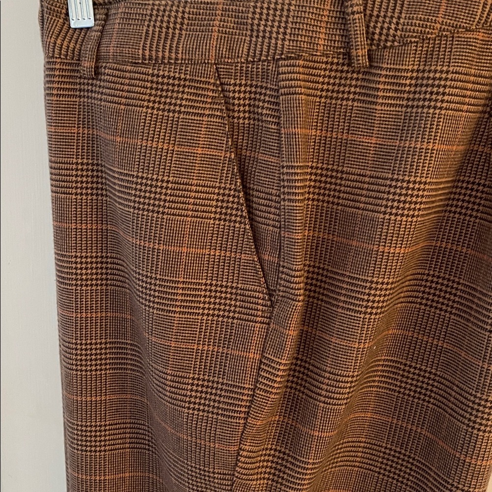 L.L.Bean Classic Fit Glen Plaid Wool Trousers Brown Petite 16 GUC Heritage Look - Picture 3 of 7